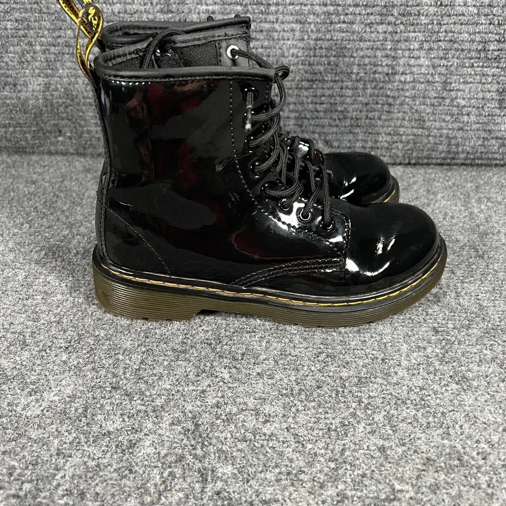 Dr. Martens Boots Shoes Junior 1460‎ Youth Size 2 Black Leather Lace Up Zip Up
